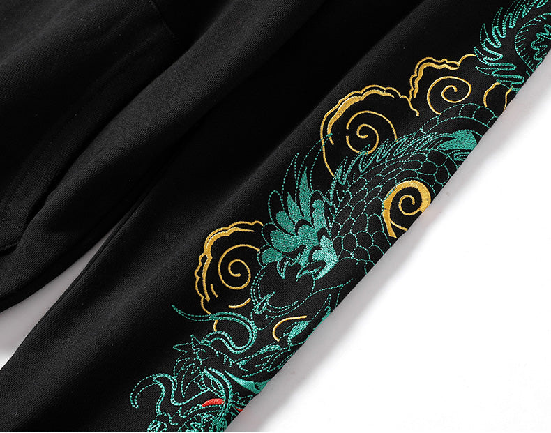 Emerald Dragon Embroidery Hoodie