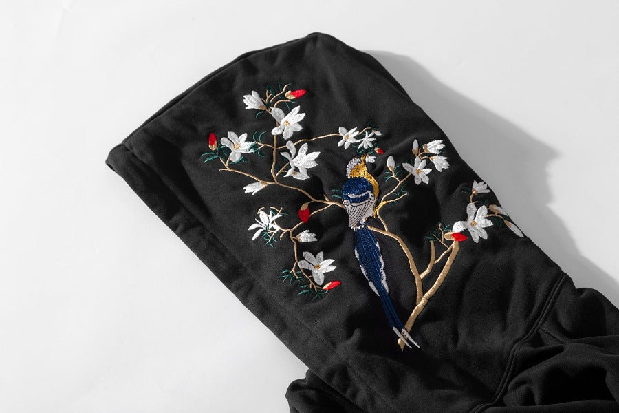Flowers and Birds Embroidery Hoodie