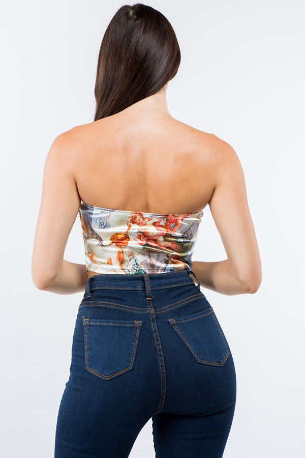 Baroque Satin Tube Top