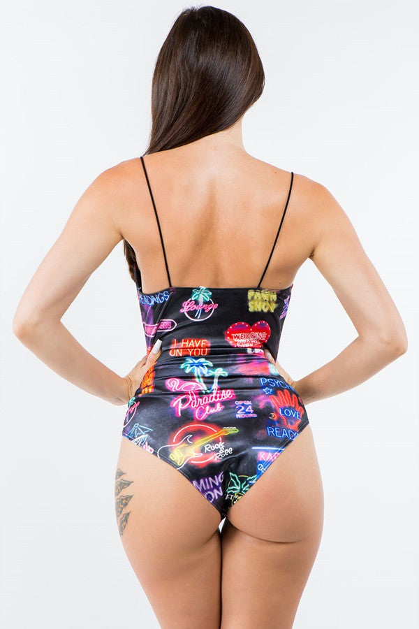Neon Signs Print Body Suit