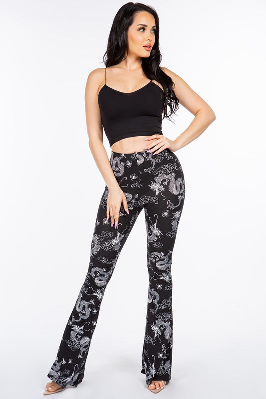 Dragon Print Bell Bottoms