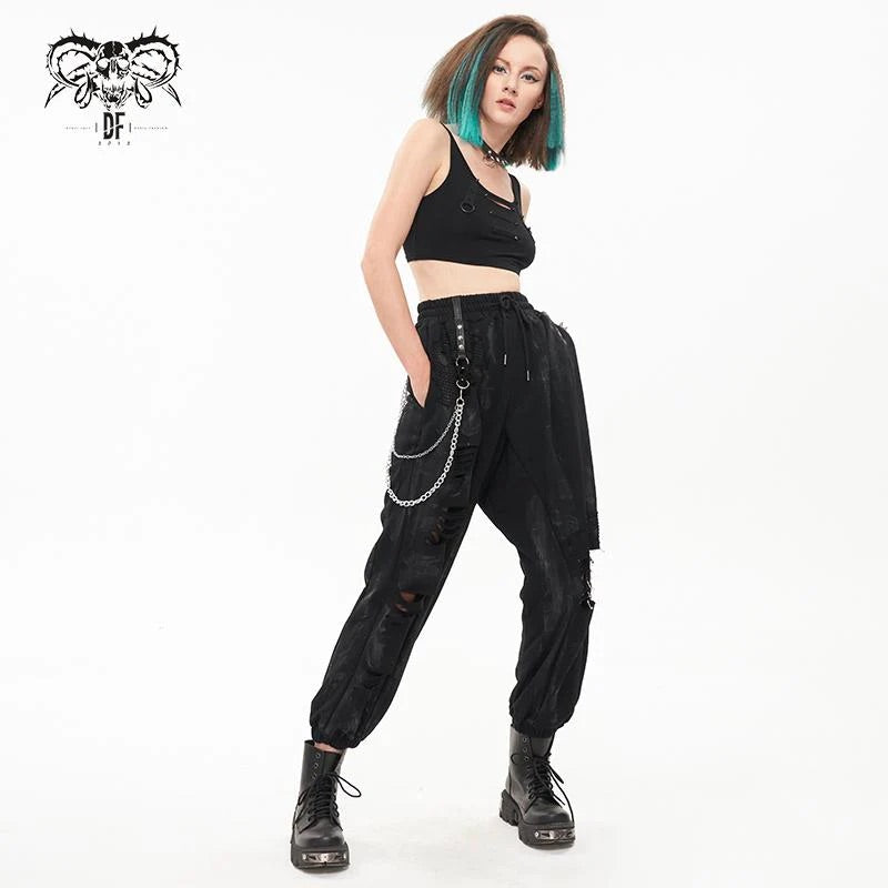 Trouble in Paradise Distressed Cargo Pants