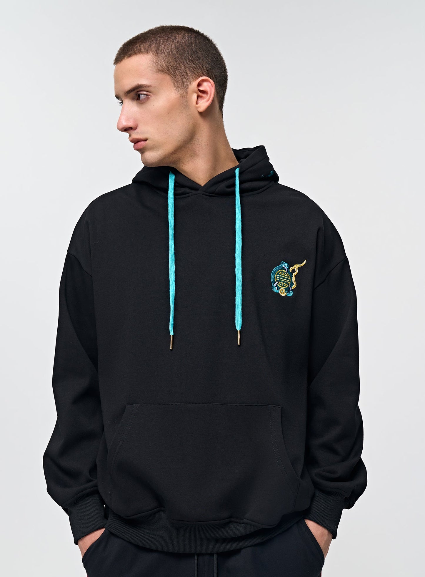 Flying Blue Dragon Embroidery Hoodie