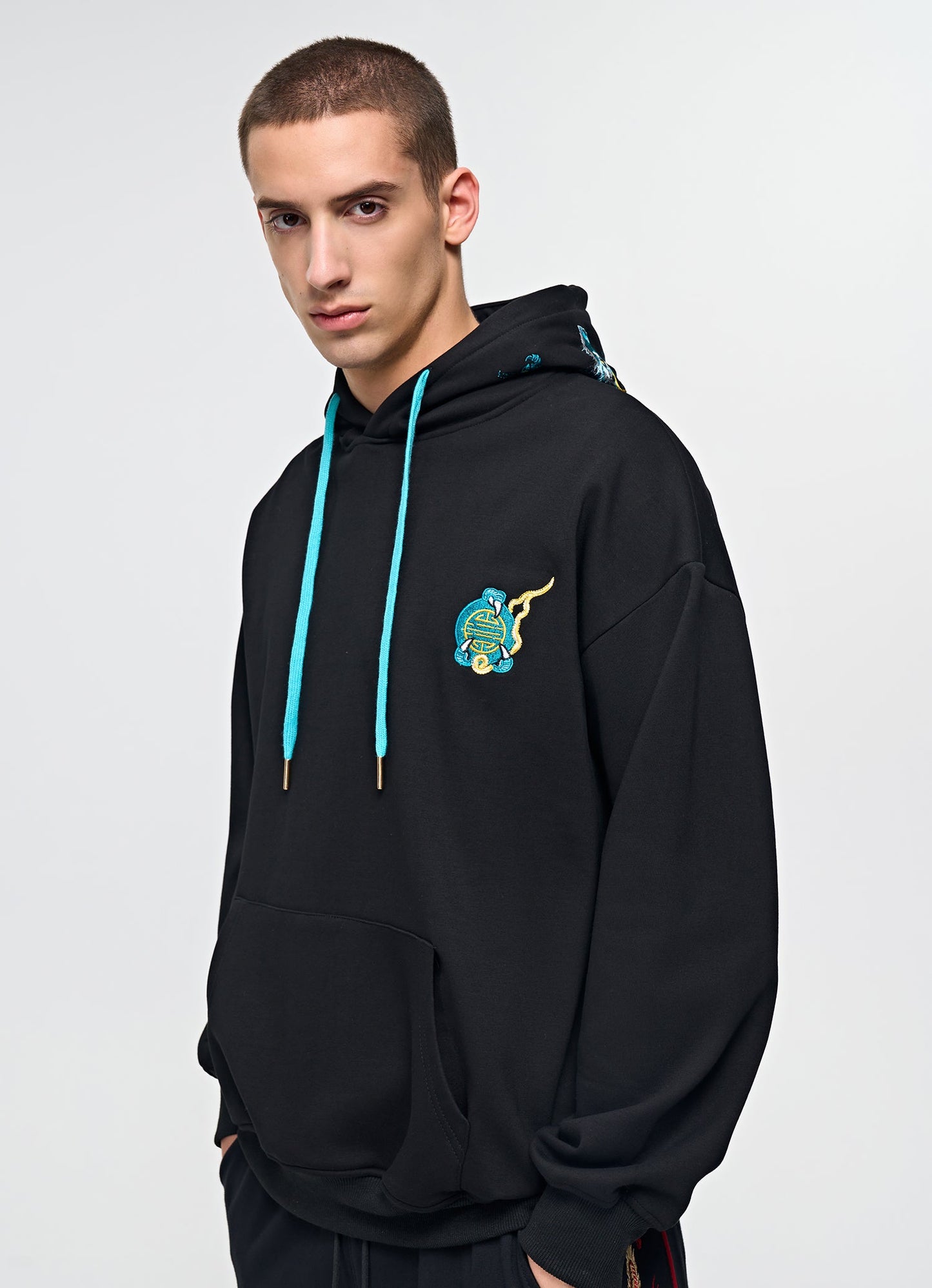 Flying Blue Dragon Embroidery Hoodie