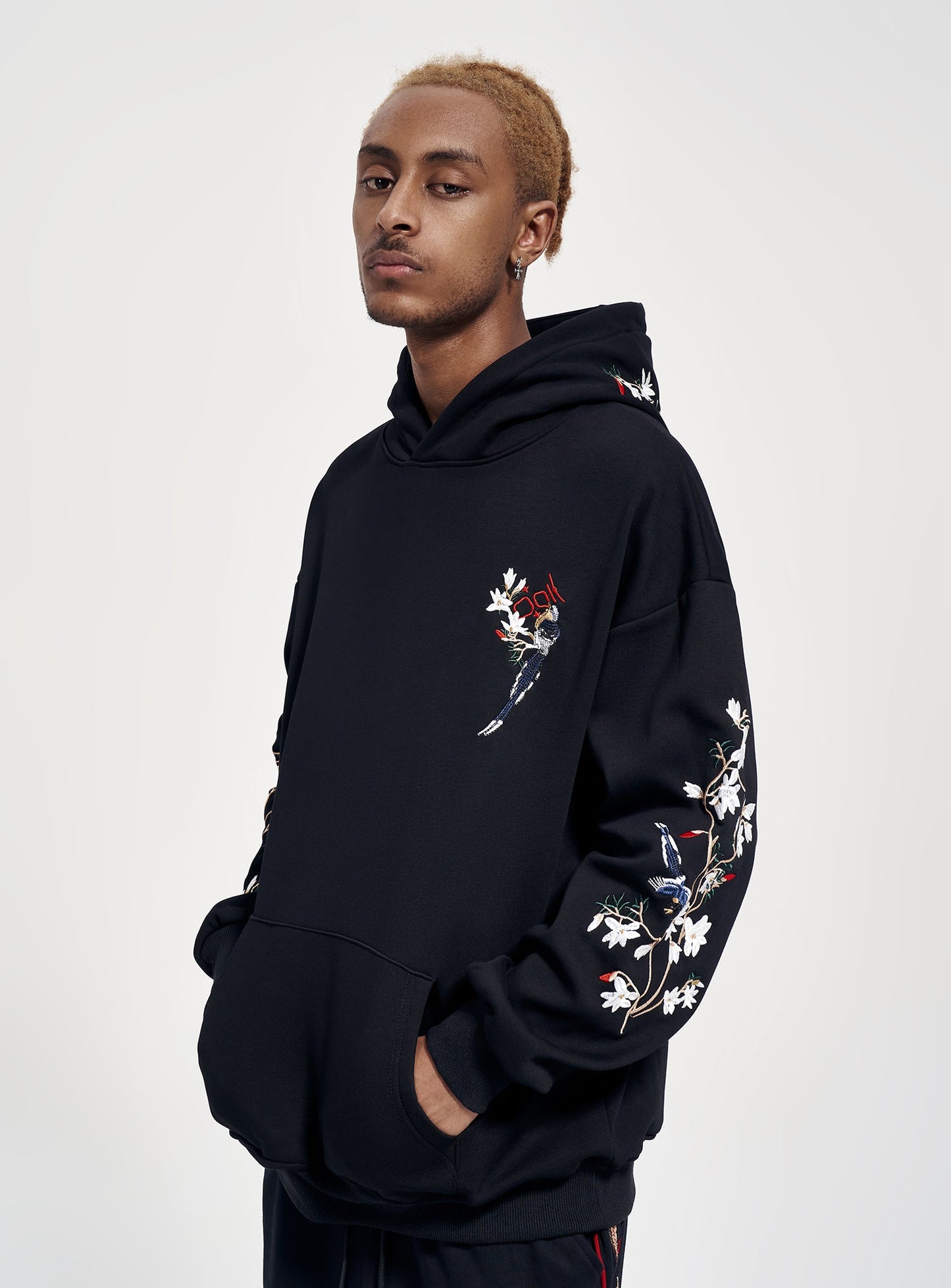 Flowers and Birds Embroidery Hoodie