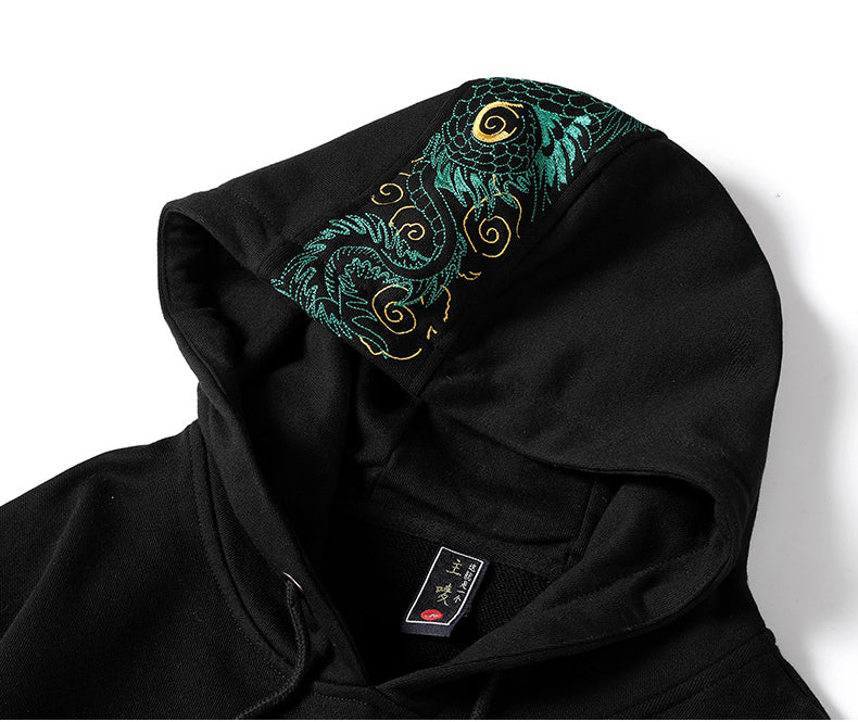 Emerald Dragon Embroidery Hoodie