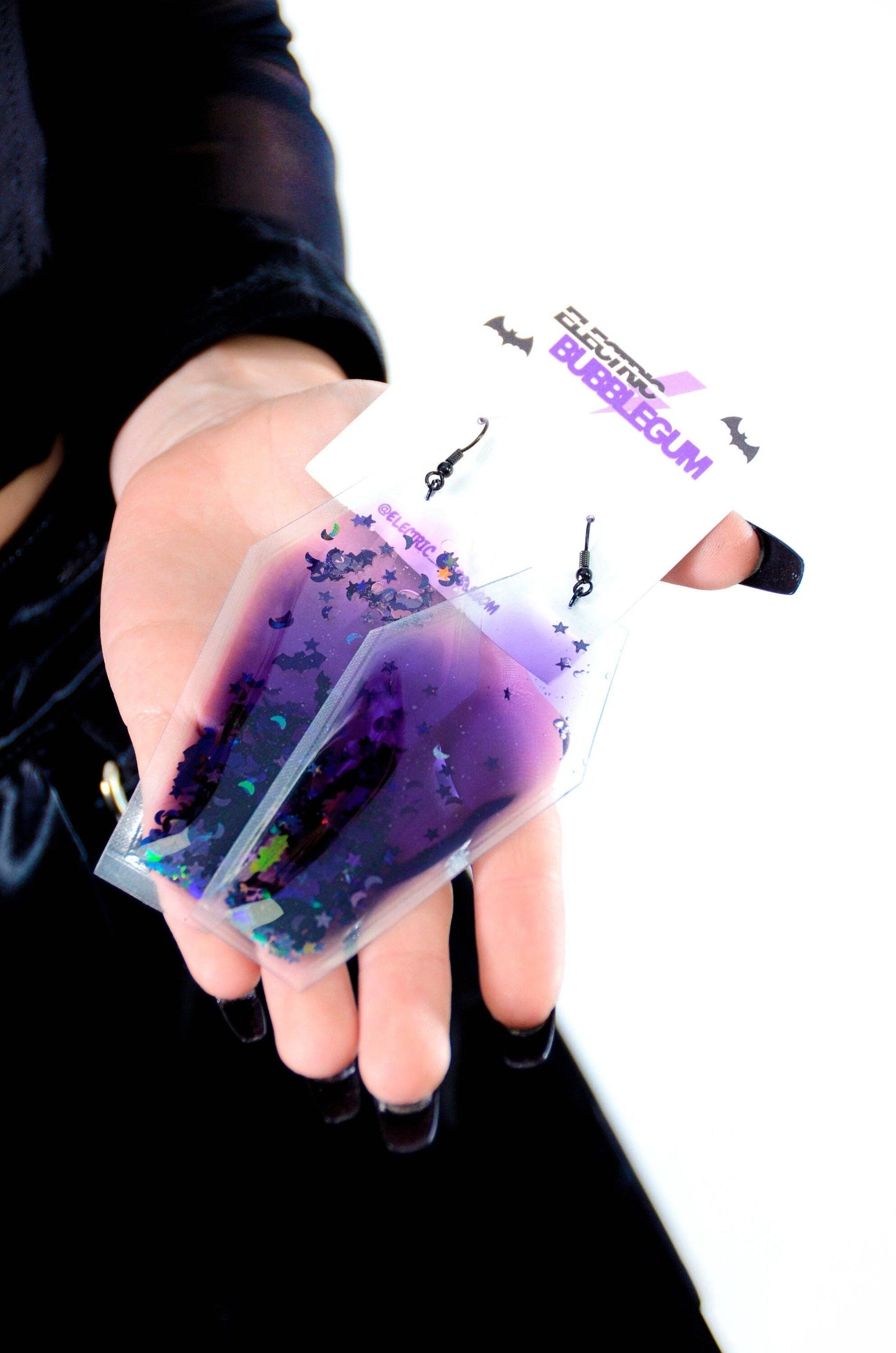 Liquid Glitter Coffin Earrings - Spell On You