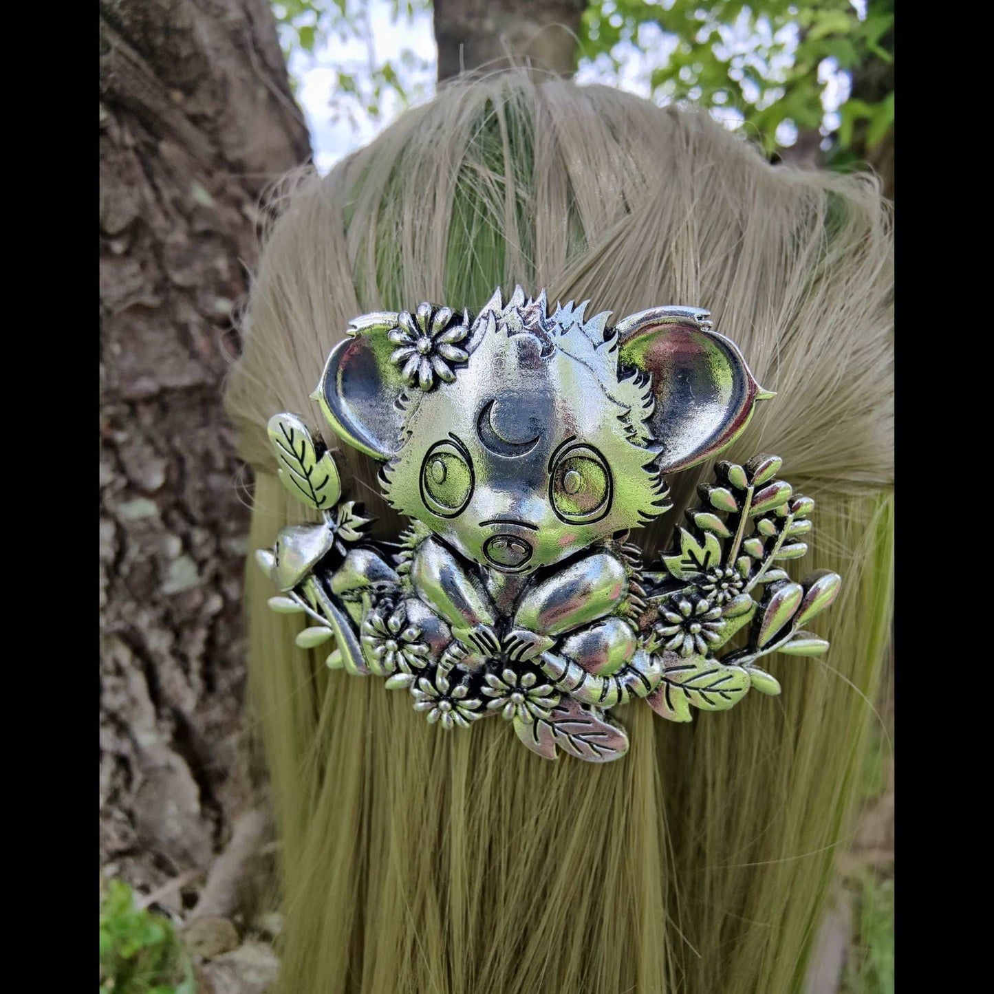 Celestial Opossum French Barrette