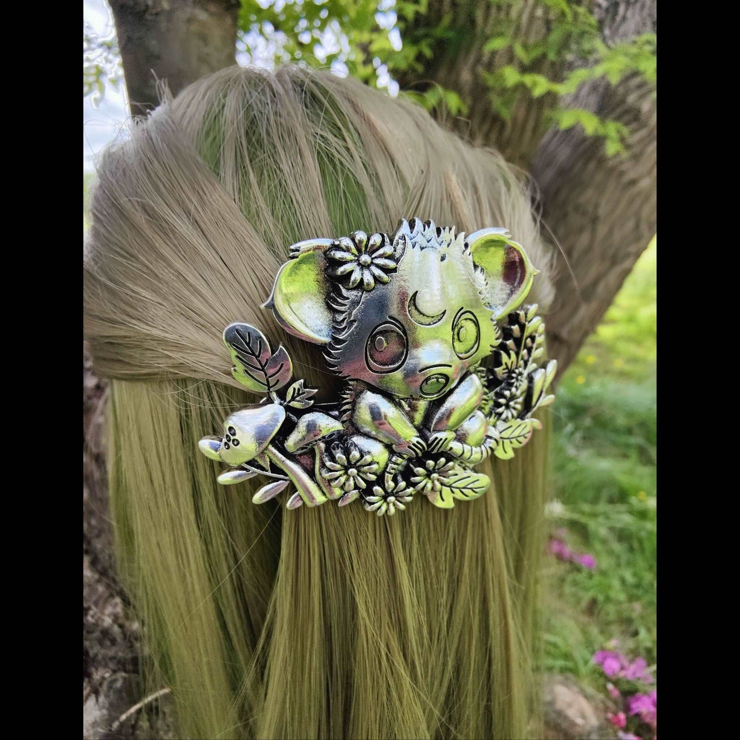 Celestial Opossum French Barrette