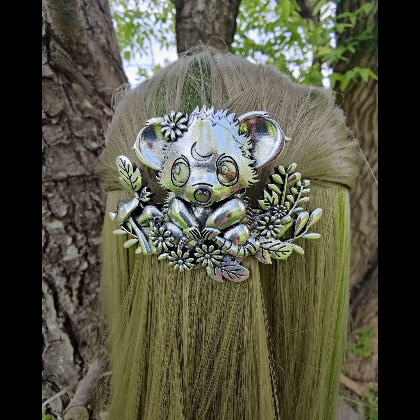 Celestial Opossum French Barrette