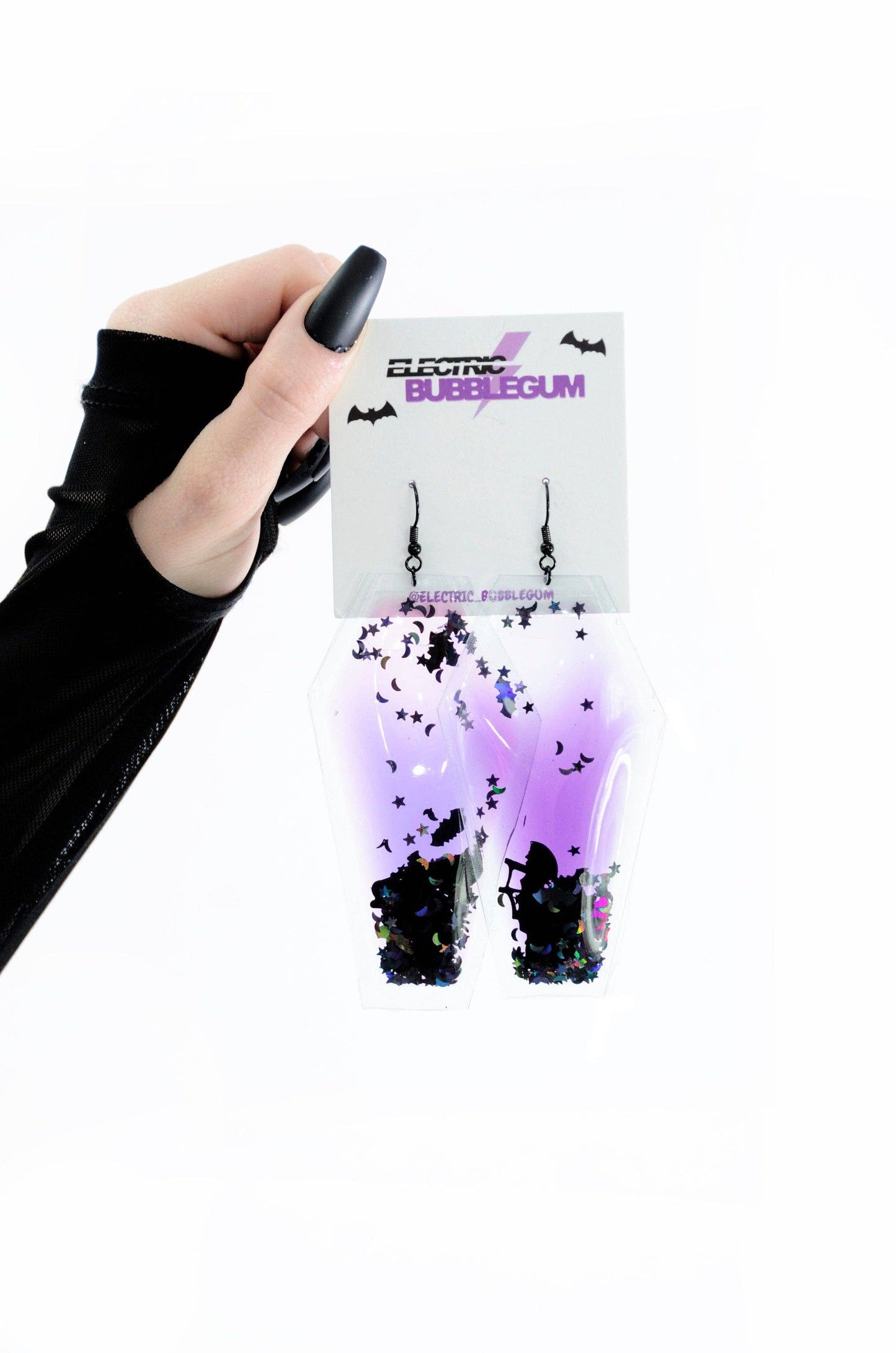 Liquid Glitter Coffin Earrings - Spell On You