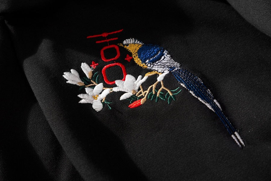 Flowers and Birds Embroidery Hoodie