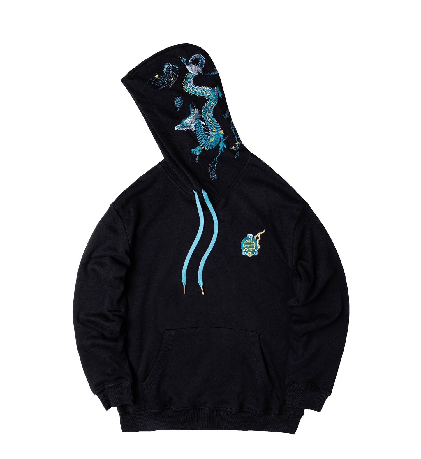 Flying Blue Dragon Embroidery Hoodie