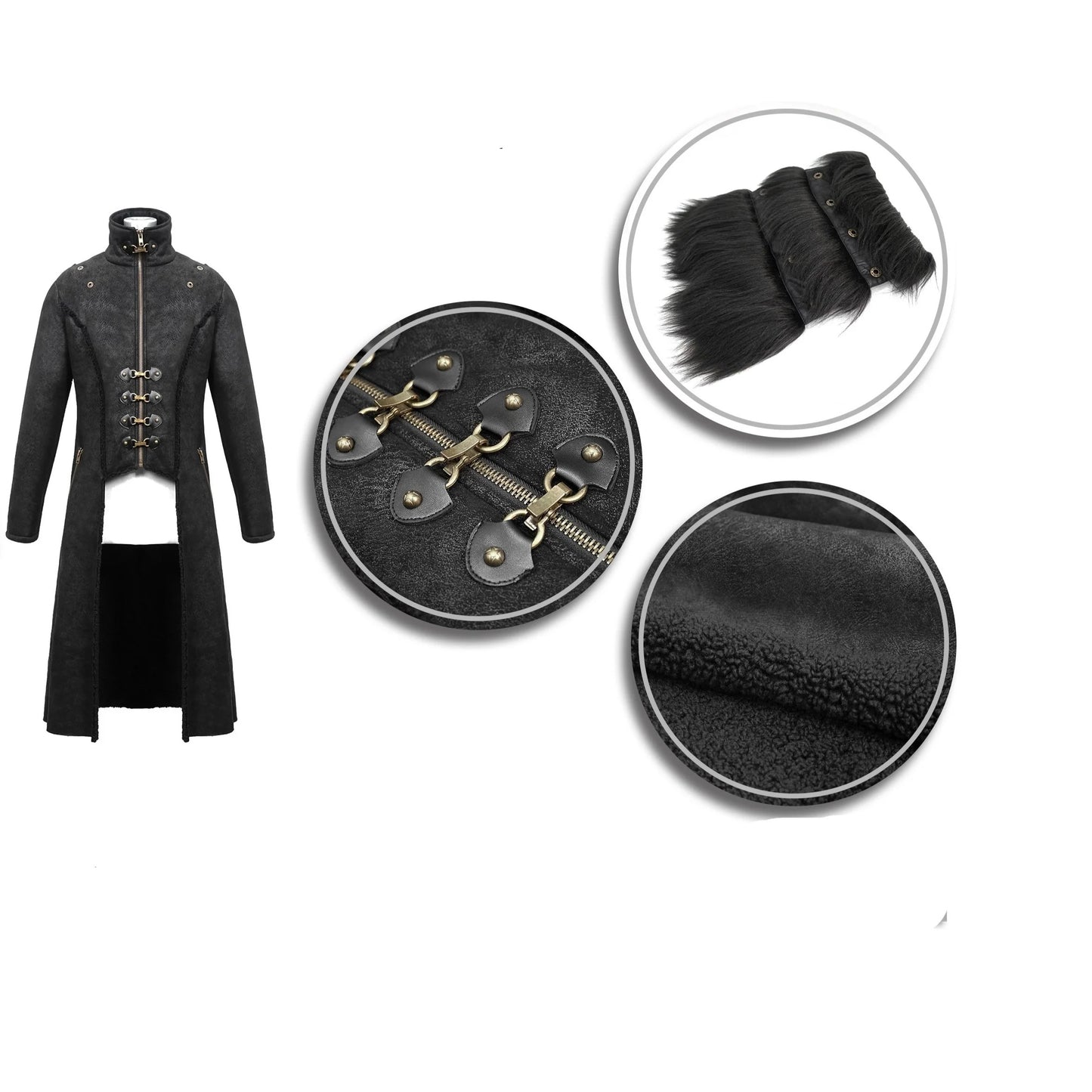 Coat with Detachable Faux Fur