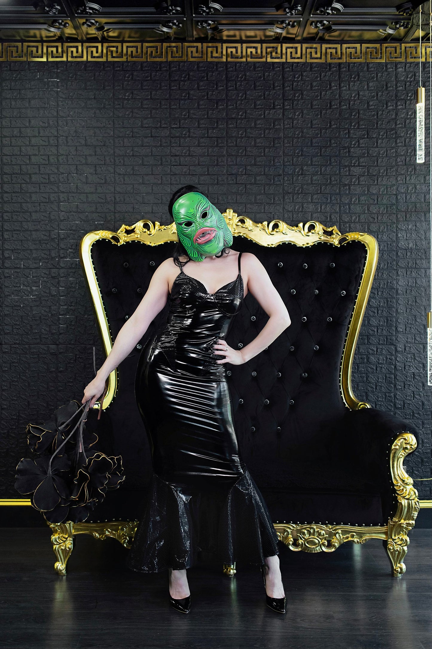 Creature Vinyl Dress in Black