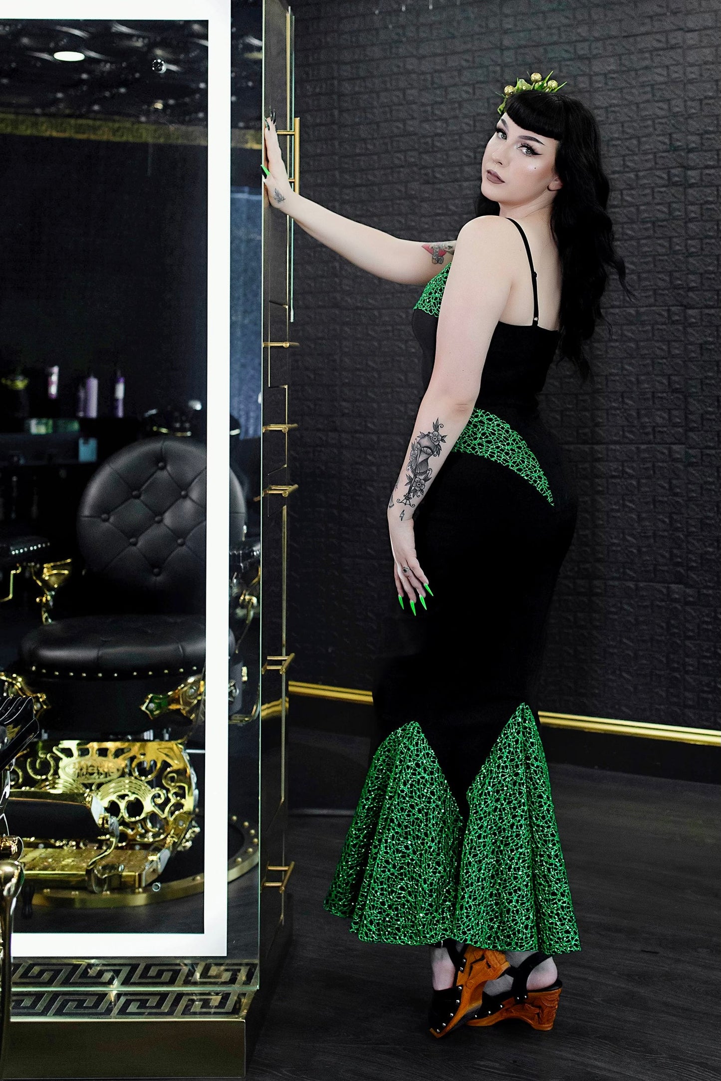 Creature Sparkle Dress in Green