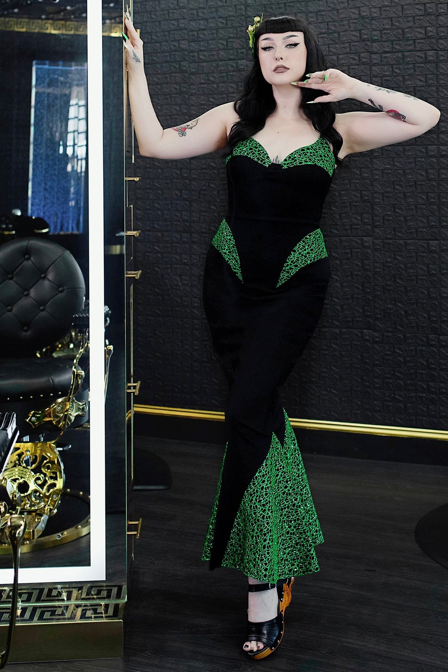 Creature Sparkle Dress in Green