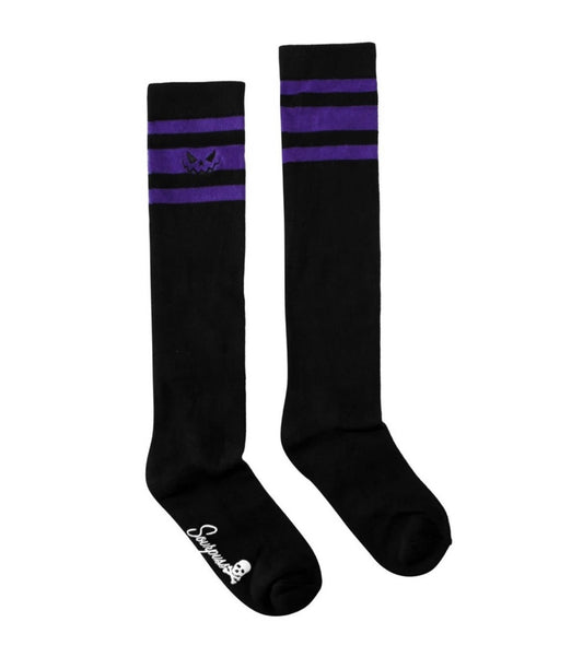 Purple Striped Pumpkin Under Knee Socks