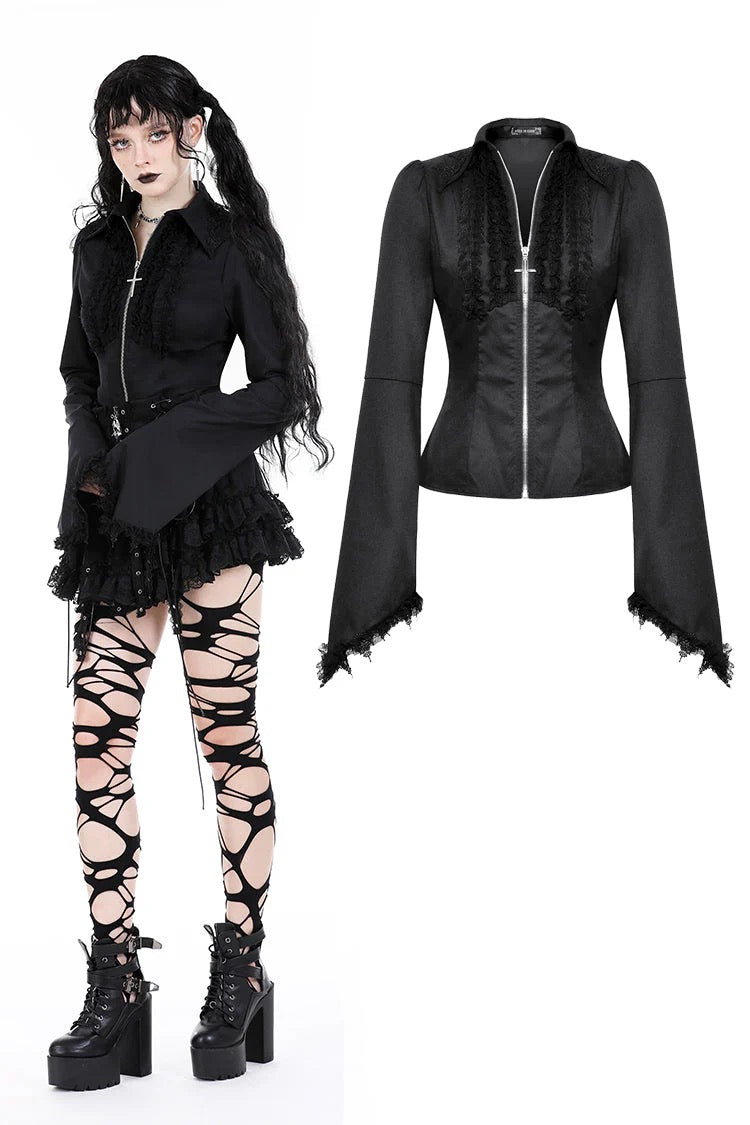 Goth Princess Ruffle Zip Blouse