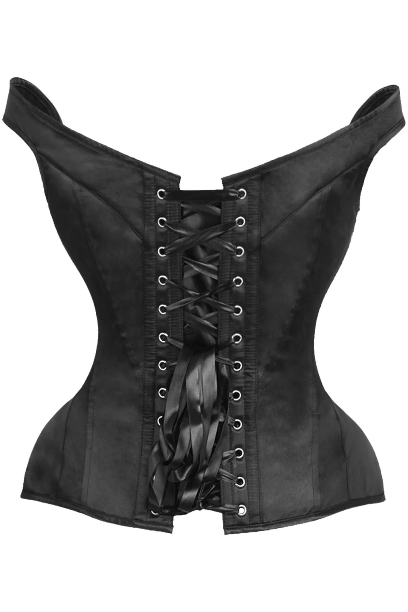 Black Satin Steel Boned Corset