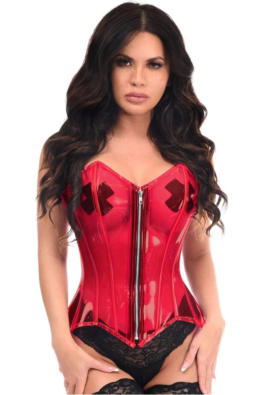 Clear Red Overbust Corset