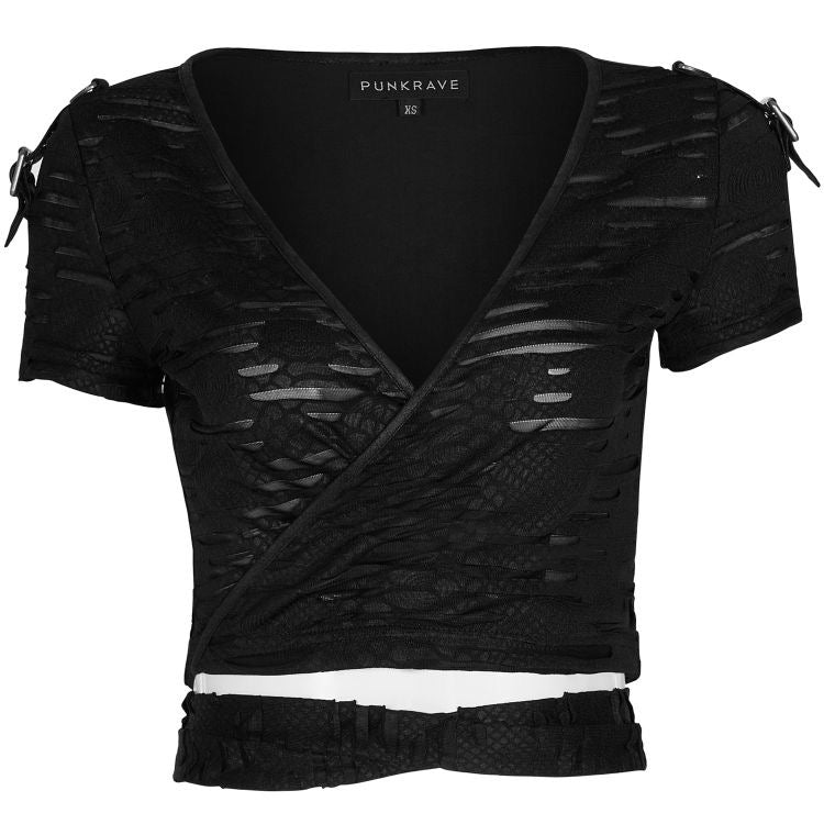 Distressed wrap Top