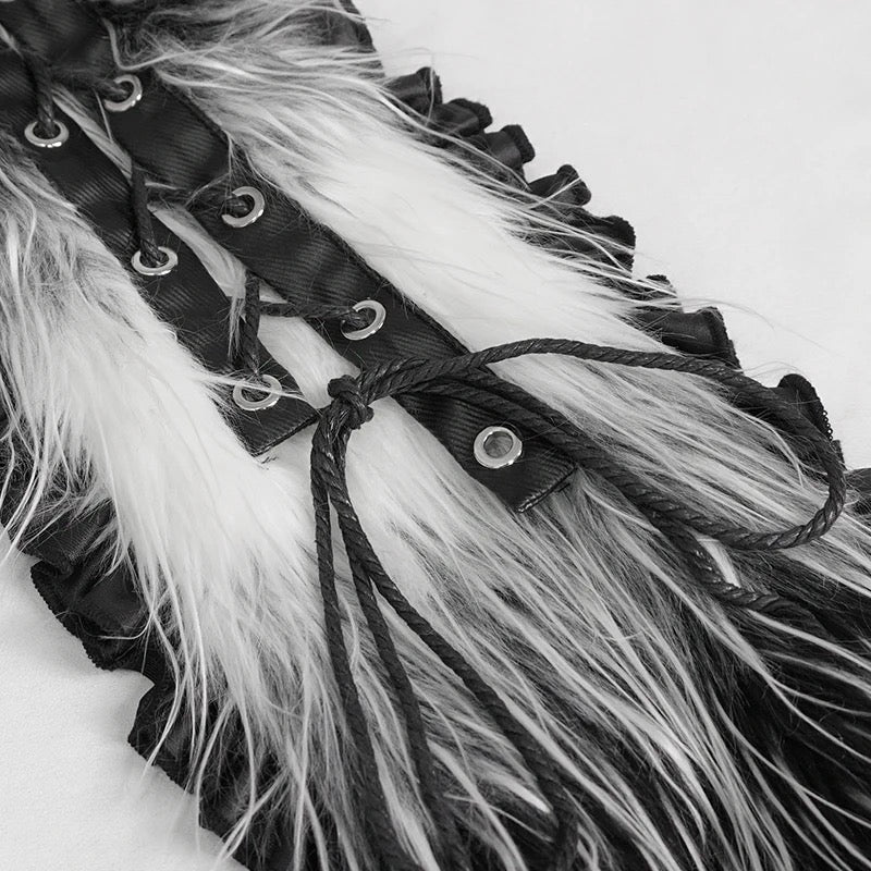 Black and Long Fur Hood
