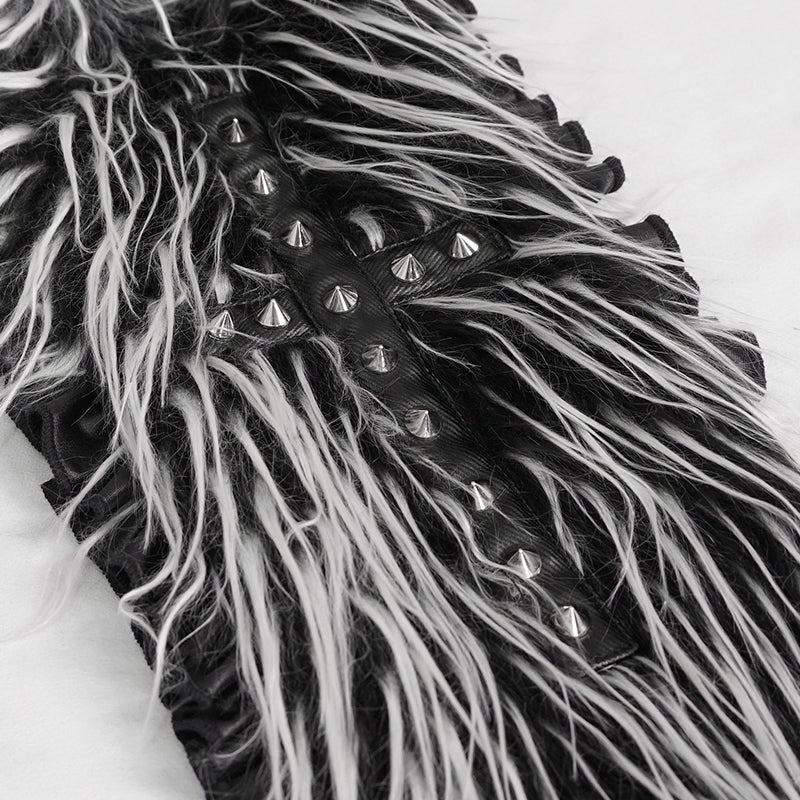 Black and Long Fur Hood