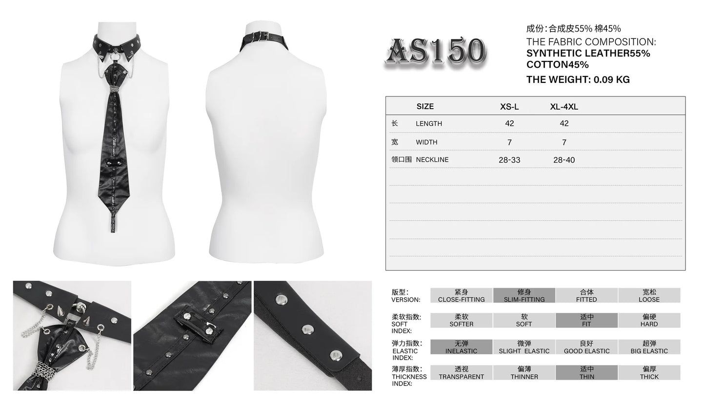 Faux Leather Studded Choker Tie