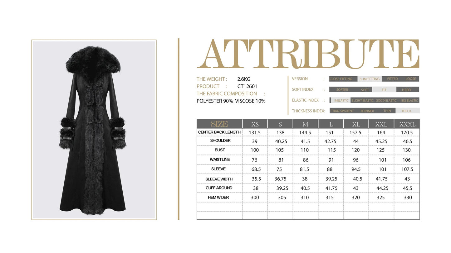 Baroness Long Gothic Faux Fur Coat
