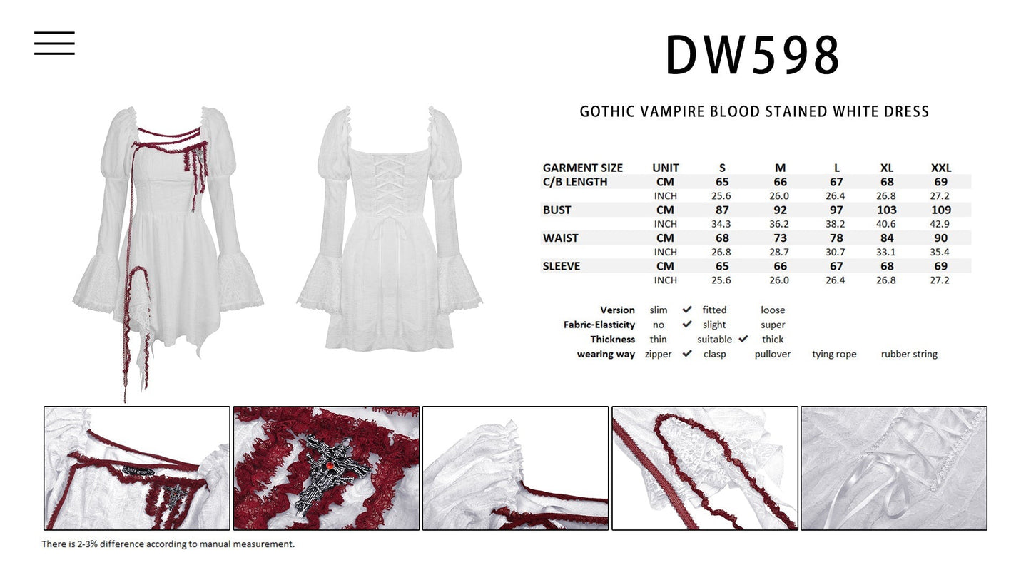 Vampire White Blood Stained Dress