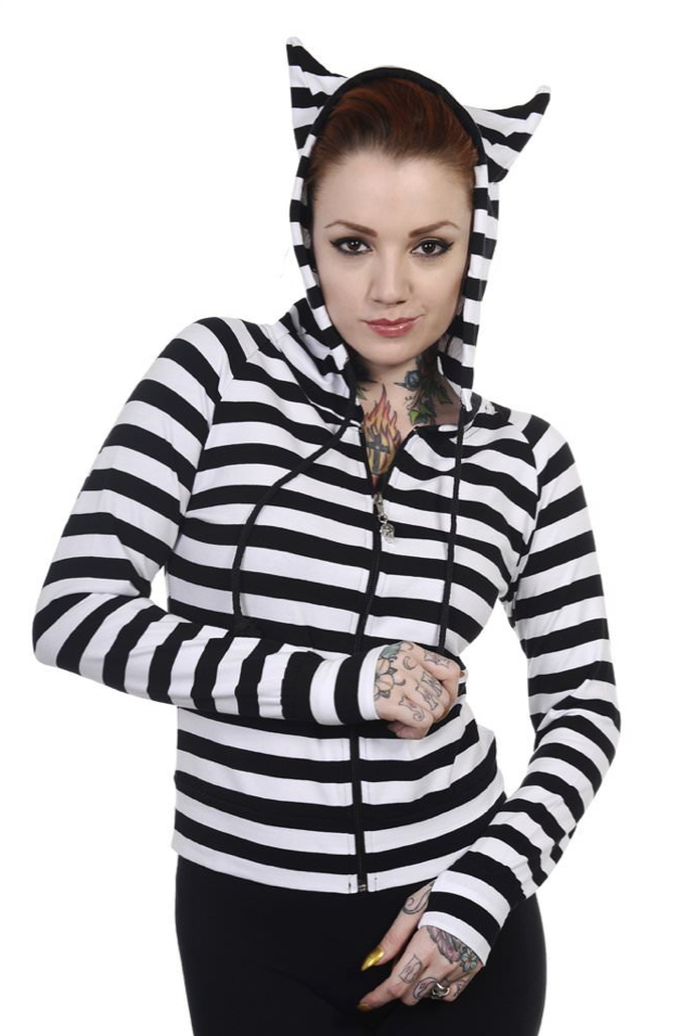 Lost Queen Cat Ears Striped Hoodie