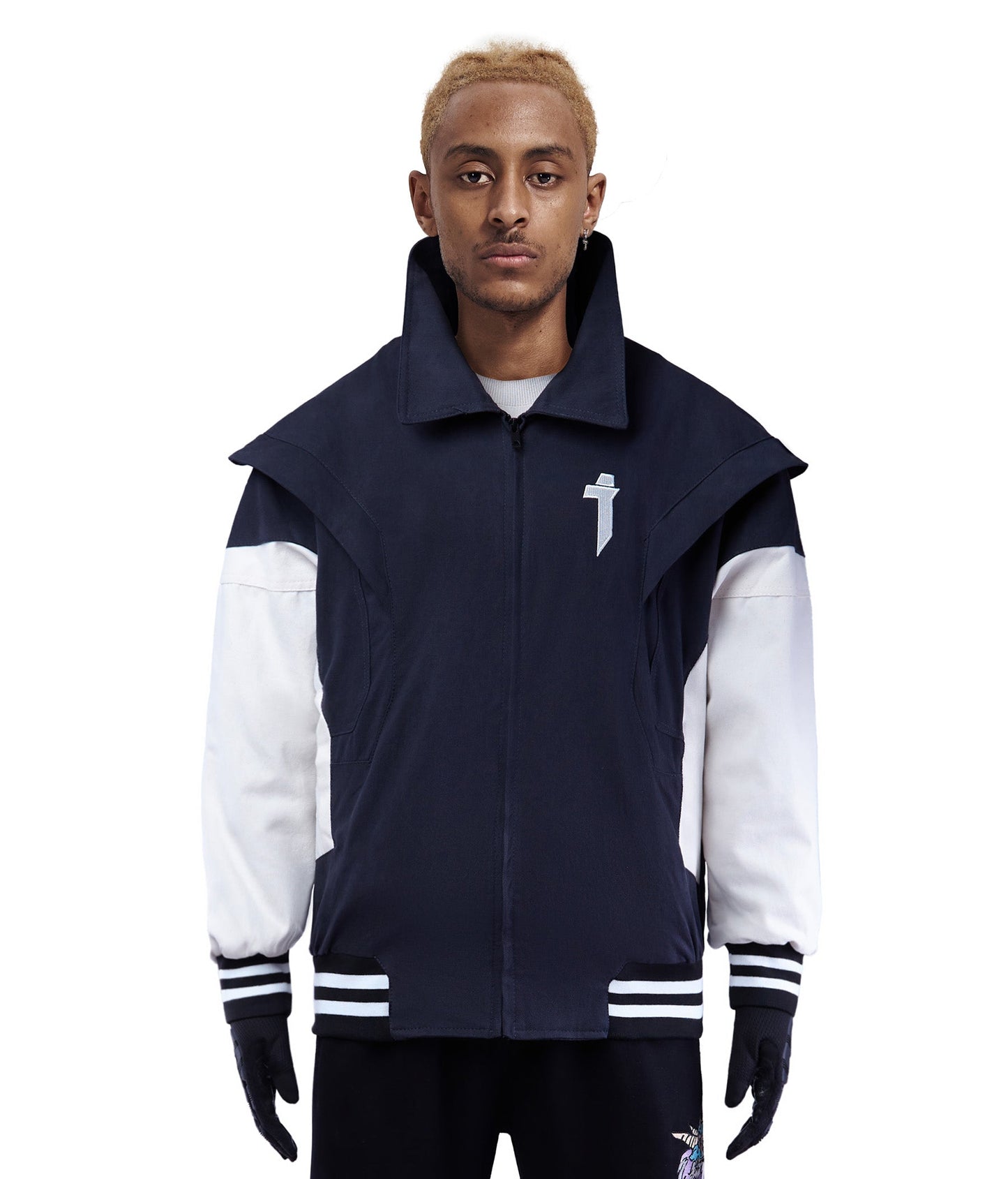 Blue Resting Dragon Embroidery Varsity Jacket