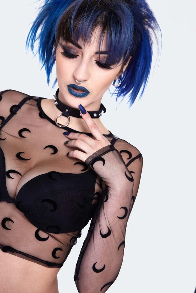 Black Mesh Moon Long Sleeve