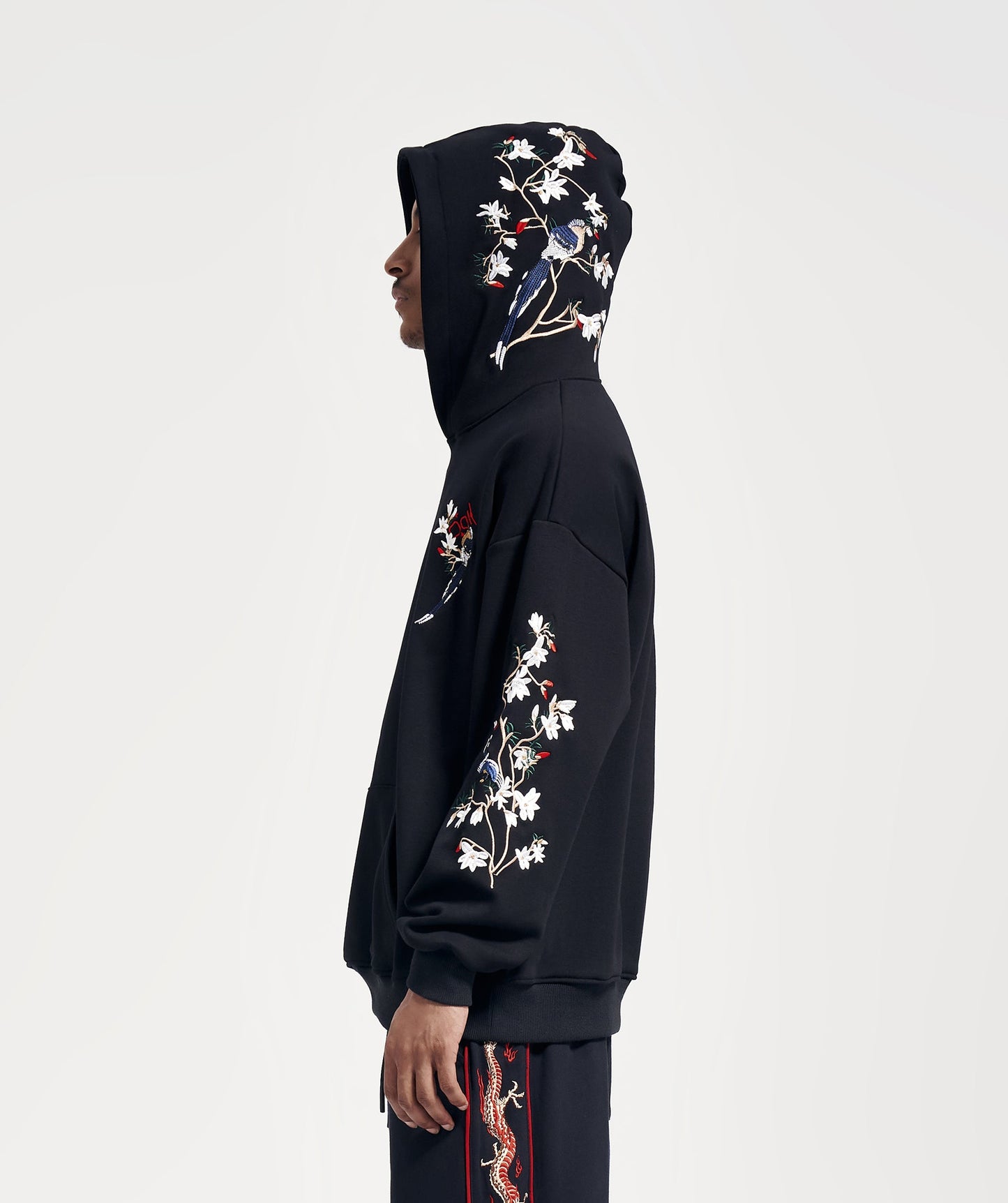 Flowers and Birds Embroidery Hoodie