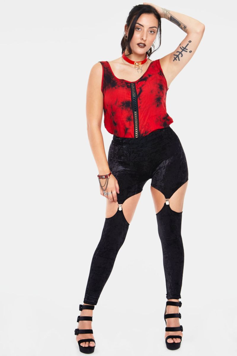 Glam Rock Velvet Harness Leggings