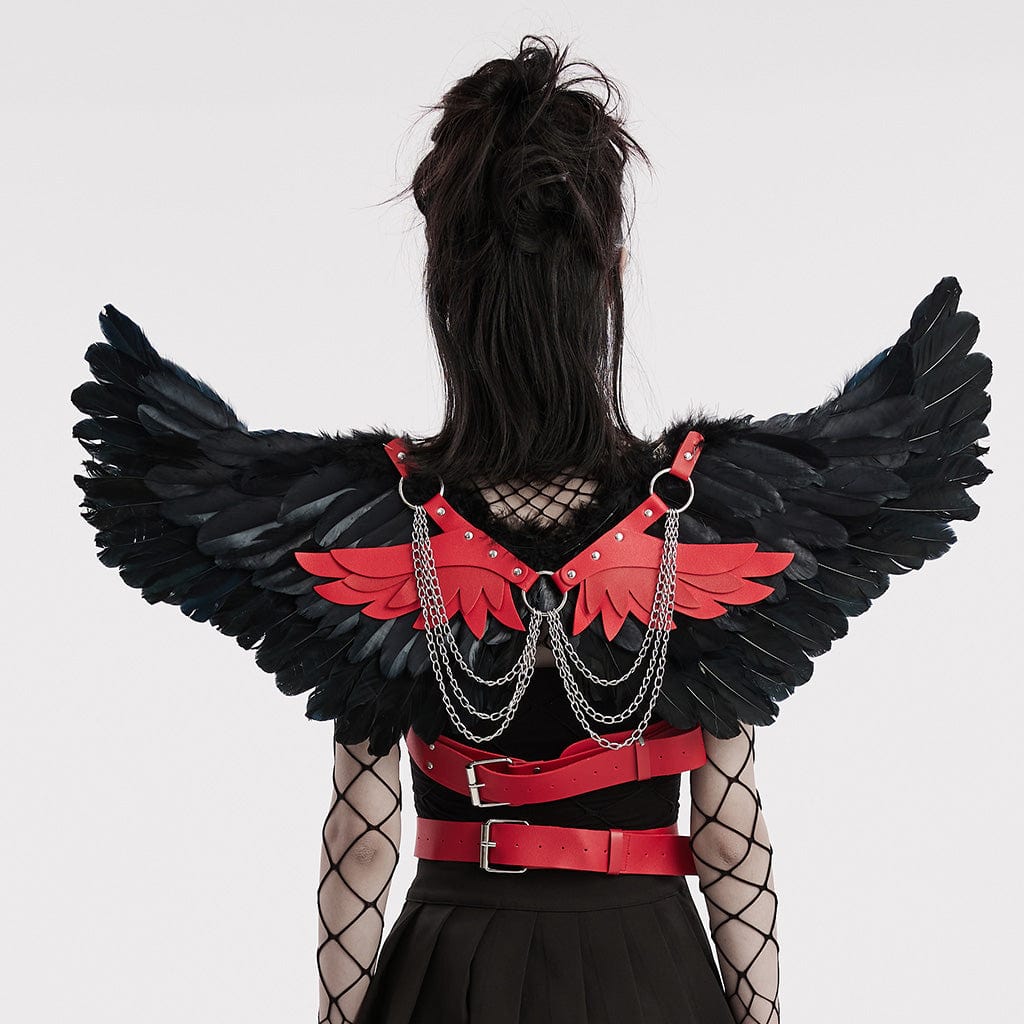 Black and Red Feather Wing Harness