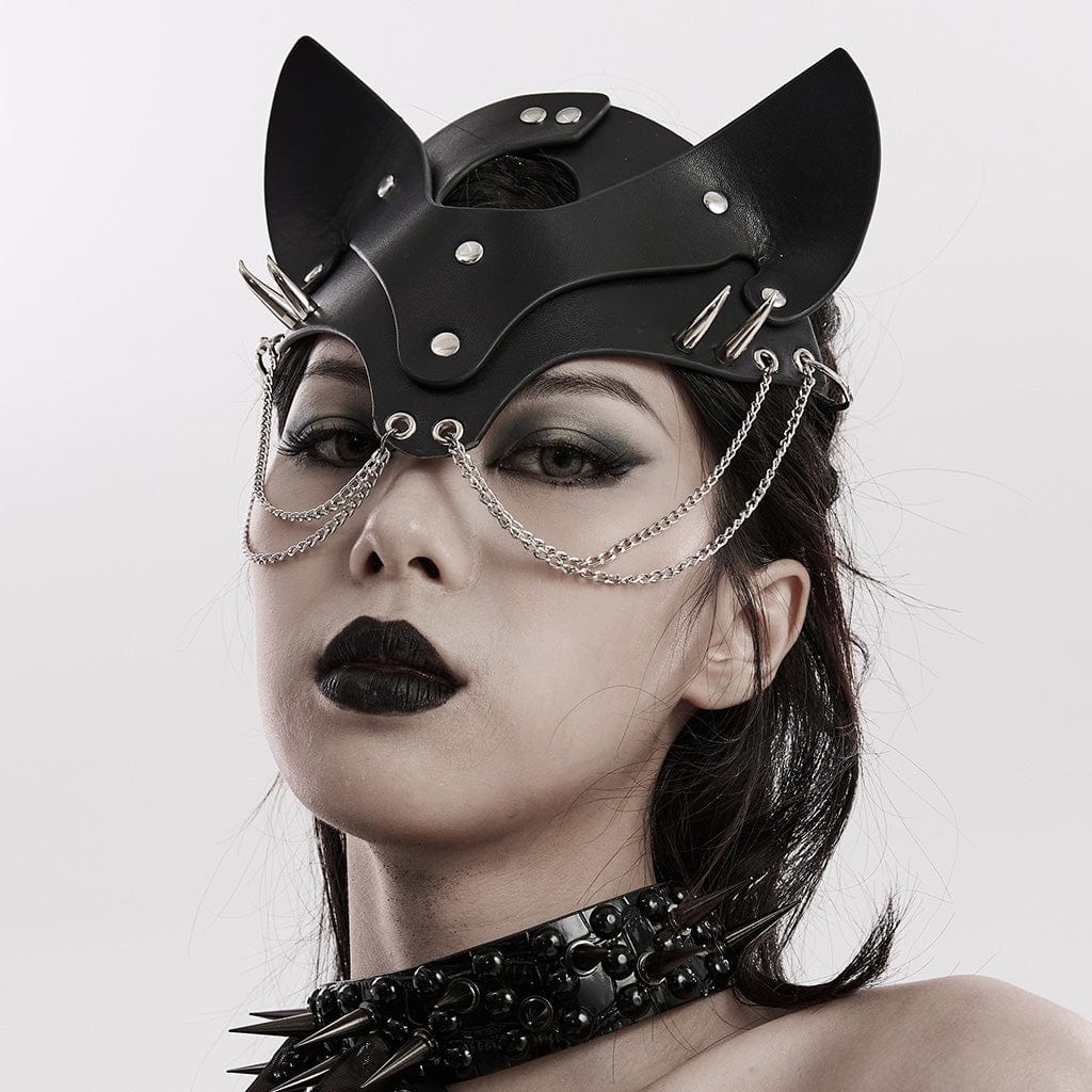 Faux Leather Cat Mask
