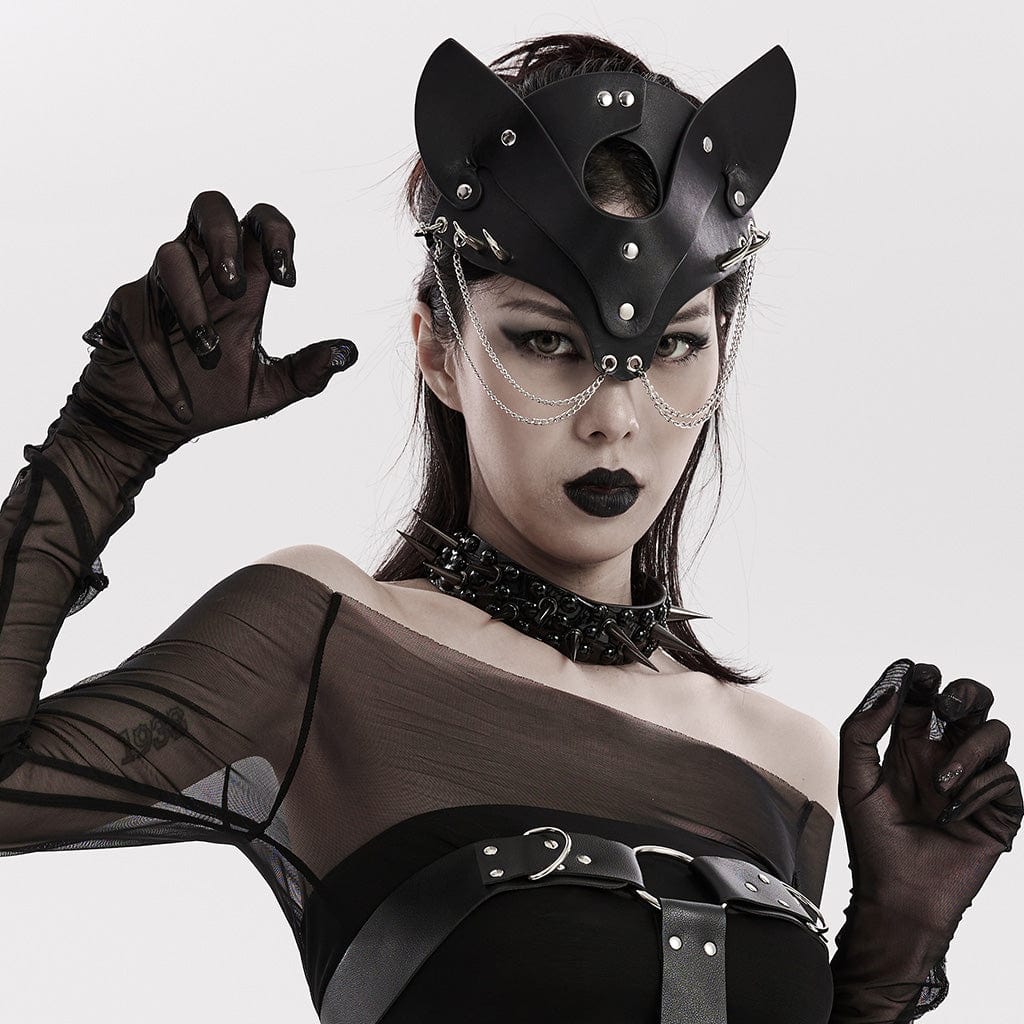 Faux Leather Cat Mask
