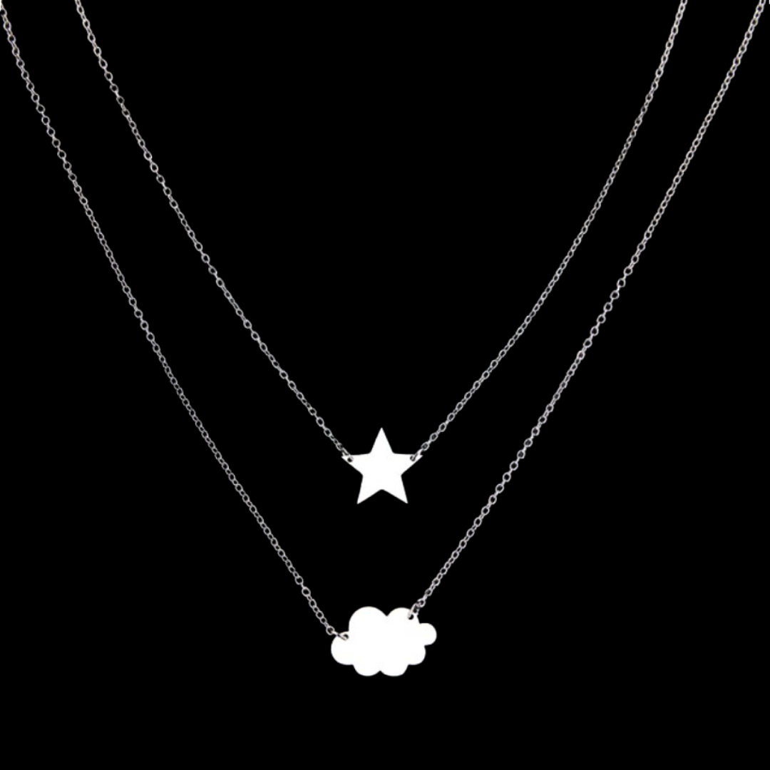 Star, Cloud Necklace - Silver