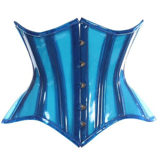 Bright Blue Underbust Vinyl Corset