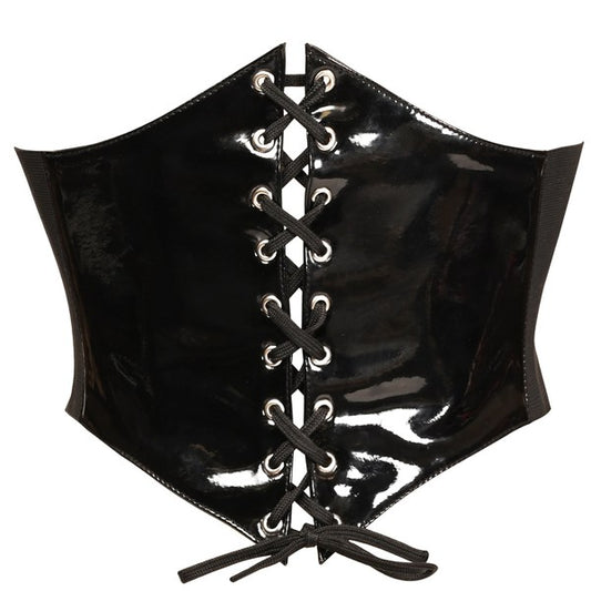 Black Patent Waist Cincher Belt