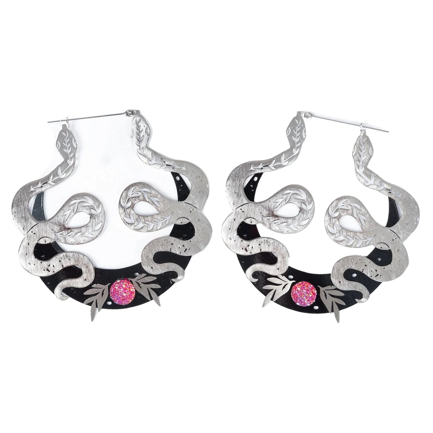 Snake Moon Hoop Earrings