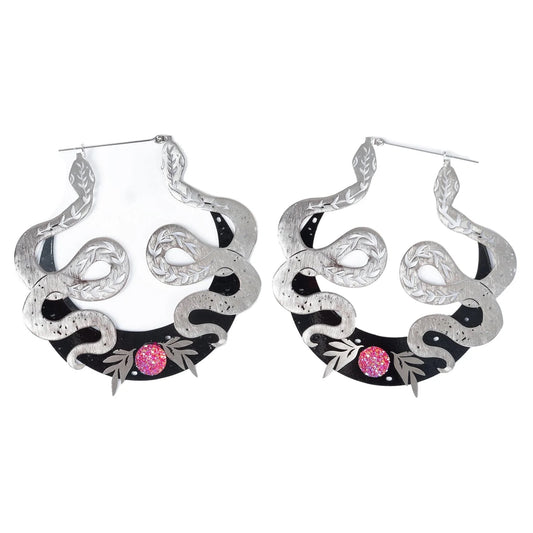 Snake Moon Hoop Earrings