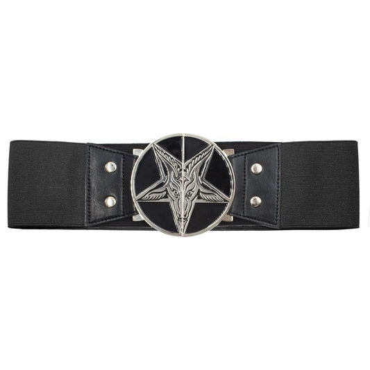 Black Elastic Pentagram Goathead Waist Belt