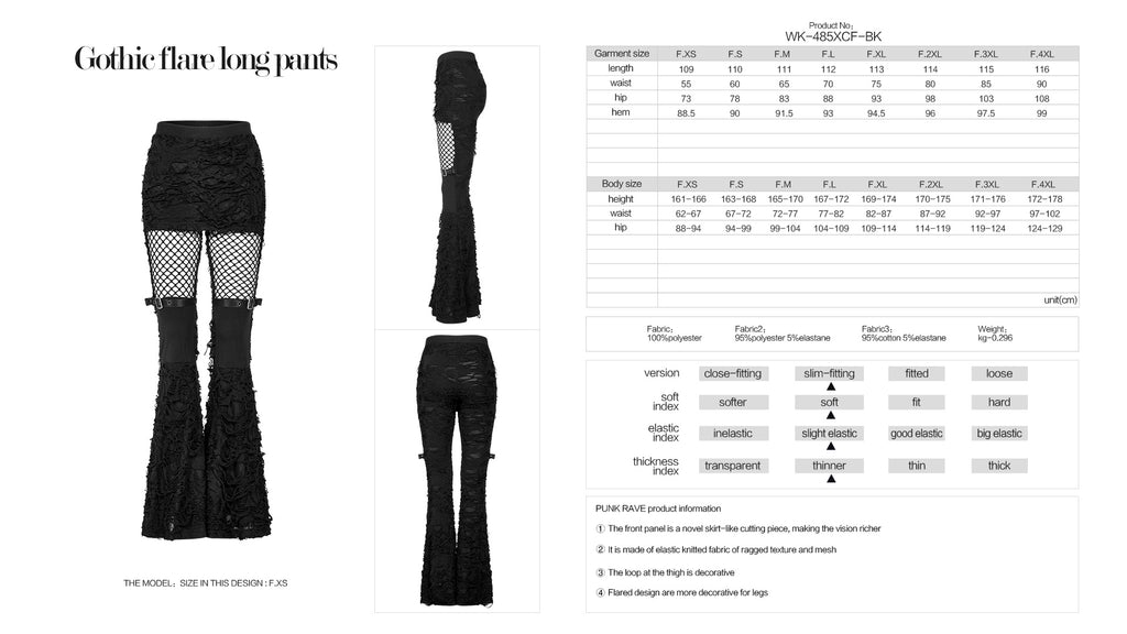 Punkrave Distressed and Mesh Bell Bottoms