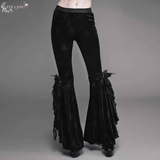 Embossed Velvet Bell Bottoms