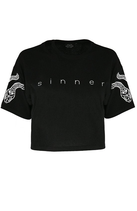 Restyle Sinner Crop Top With Snakes (Plus Available)