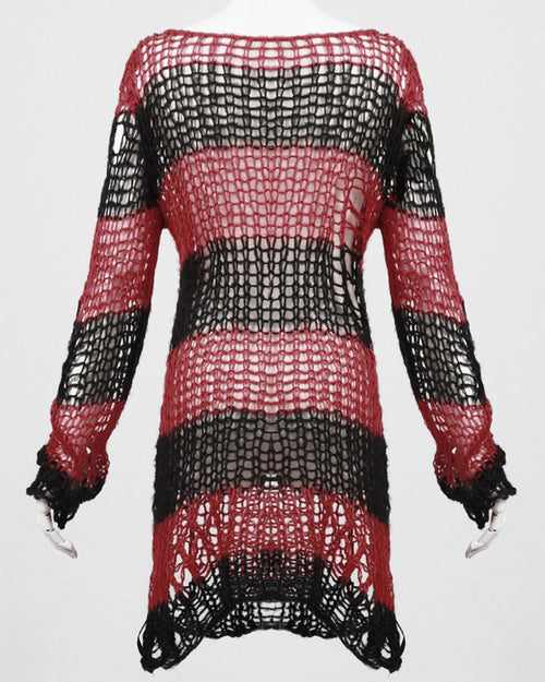 Punk Rave Black and Red Stripe Sweater