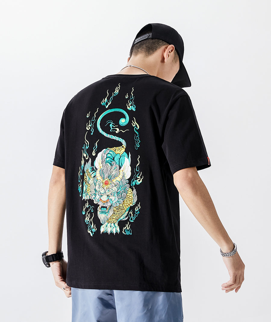 Emerald Tiger Embroidery Tee